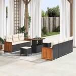 vidaXL Ensemble de canapé de jardin 10 Pièces Noir  Crème 90 x 55 x 71 cm