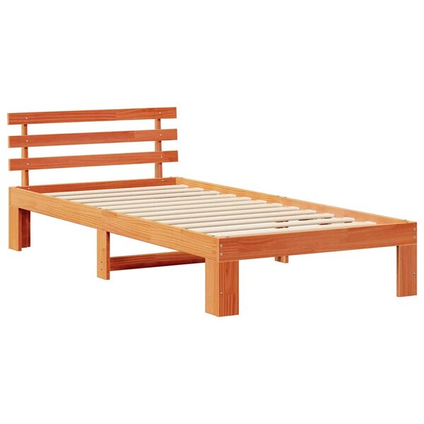 vidaXL Cadre de lit en bois Marron ciré Bois massif 100 x 200 cm Durable