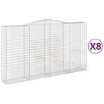 vidaXL Paniers à gabions arqués 8 Pièces 400x50x220/240 cm Fer galvanisé