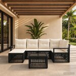 vidaXL Ensemble de canapé de jardin 7 pc Noir polyrotin