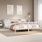 vidaXL Lit bibliothèque sans matelas blanc 200x200 cm bois pin massif