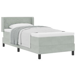 vidaXL Lit à ressorts avec matelas Gris clair 200 x 100 cm Polyester