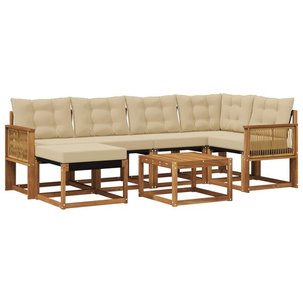 vidaXL Ensemble de canapés d'extérieur 7 pc Naturel et Beige