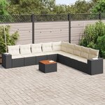 vidaXL Salon de jardin 10 Pièces avec coussins noir résine tressée