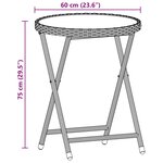vidaXL Ensemble de bistro avec coussins 3 Pièces beige rotin et verre