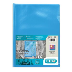 Lot de 10 Pochettes coin A4 (21x29 7 cm) PVC150 Lisse Ultra Resistante Bleu OXFORD