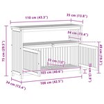 vidaXL Table console de jardin Acacia clair 110 x 35 x 75 cm