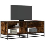 vidaXL Meuble TV chêne fumé 120 5x40x46 cm bois d'ingénierie et métal