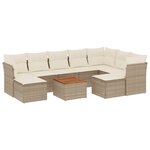 vidaXL Salon de jardin avec coussins 10 Pièces beige résine tressée