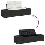 Set de canapé de jardin 9 pièces avec coussins Noir Poly Rattan Acacia