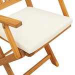 Chaises de jardin pliantes vidaXL avec coussin blanc 2 pièces en bois d'acacia solide