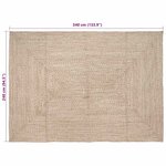 vidaXL Tapis de surface Naturel et Blanc 240 x 340 cm Jute