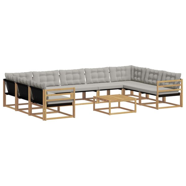 vidaXL Ensemble de canapés d'extérieur 10 pc Blanc et gris clair