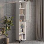 Vidaxl buffet haut blanc brillant 34 5x34x180 cm bois d'ingénierie
