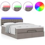 vidaXL Lit ottoman avec matelas et LED taupe 140x190 cm tissu