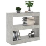 vidaXL Bibliothèque/Séparateur de pièce Gris béton 80x30x72 cm