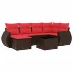 vidaXL Salon de jardin avec coussins 7 Pièces marron résine tressée