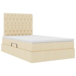 vidaXL Lit de rangement LED avec matelas Crème 120 x 190 cm Tissu