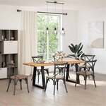 vidaXL Table à manger avec bord naturel 220x80x74 cm bois massif chêne