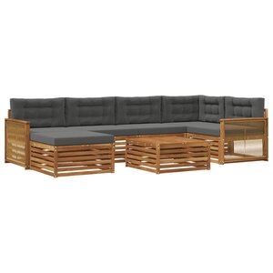 vidaXL Ensemble de canapés d'extérieur 7 Pièces Naturel et Anthracite