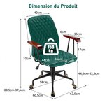 Fauteuil de bureau à roulette en velours style vintage elégant chaise pivotante réglable vert 20_0005814