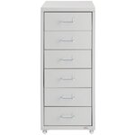 Caisson de bureau 69 cm meuble en métal 6 tiroirs gris clair