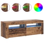 vidaXL Meuble TV avec lumières LED vieux bois bois d'ingénierie