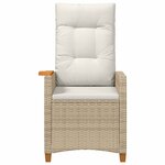 vidaXL Chaise inclinable avec plateau à thé 62 x 64 x 112 cm polyrotin