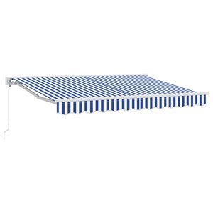 vidaXL Auvent rétractable manuel Bleu et Blanc 3 x 2 5 m