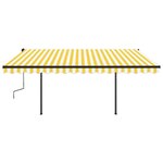 vidaXL Auvent manuel rétractable avec poteaux 4 5x3 m Jaune et blanc
