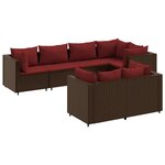 vidaXL Salon de jardin avec coussins 7 Pièces marron résine tressée