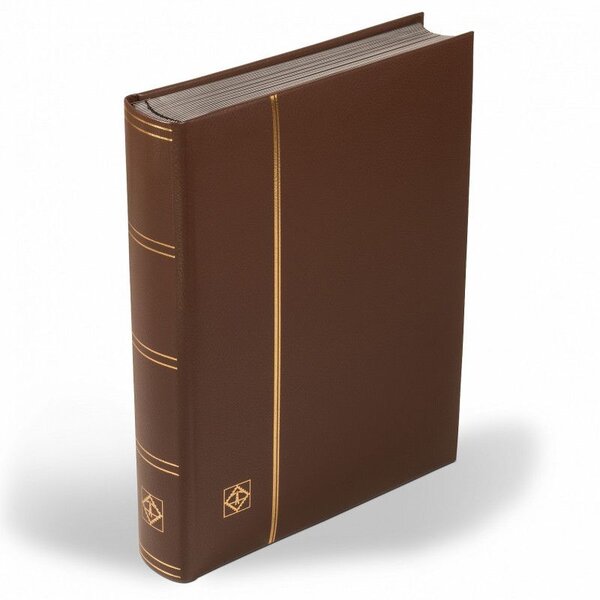 Classeur Leder cuir véritable 64 pages noires pour timbres. Couleur - Marron