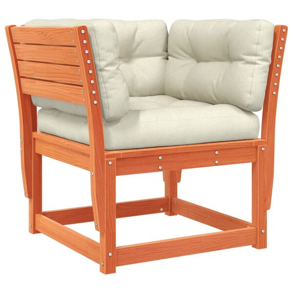 vidaXL Canapé de jardin accoudoirs et coussins cire marron massif pin