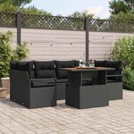 vidaXL Ensemble de canapé de jardin 7 Pièces Noir Poly rotin