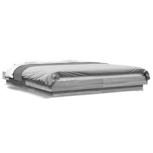 vidaXL Cadre de lit et lumières LED sans matelas sonoma gris 160x200cm