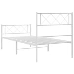 vidaXL Cadre de lit métal sans matelas et pied de lit blanc 107x203 cm
