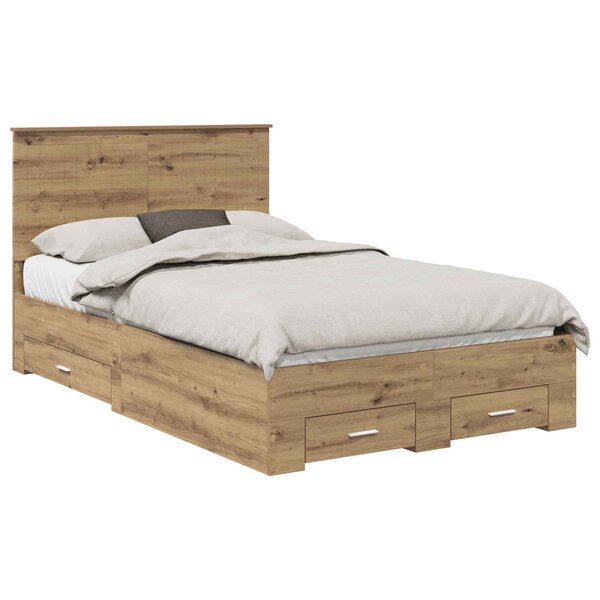 vidaXL Cadre de lit Chêne artisanal 120 x 190 cm Bois d'ingénierie