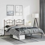 vidaXL Cadre de lit métal sans matelas avec tête de lit noir 135x190cm