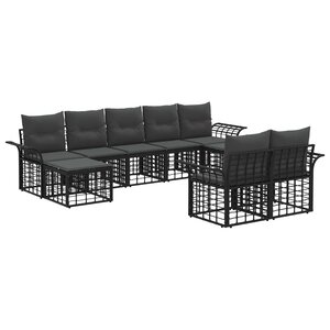 vidaXL Ensemble de canapés d'extérieur 9 Pièces Noir et Gris foncé