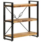 vidaXL Bibliothèque 3 niveaux 77x30x80 cm bois massif manguier et fer