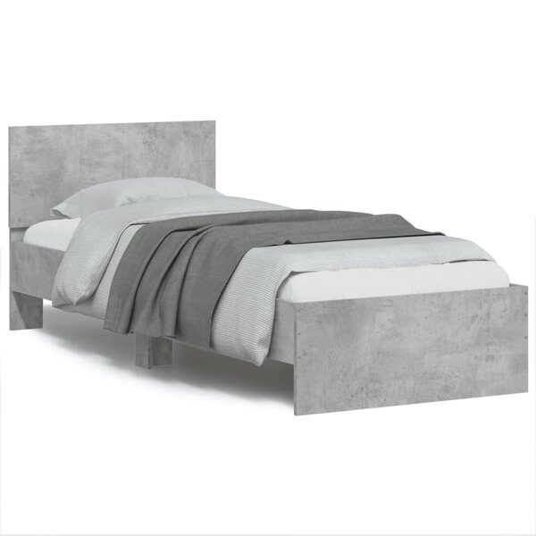vidaXL Cadre de lit sans matelas avec tête de lit gris béton 75x190 cm