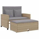 vidaXL Canapé de jardin avec coussins 2 places beige résine tressée