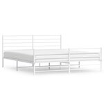 vidaXL Cadre de lit métal sans matelas et pied de lit blanc 180x200 cm