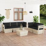 vidaXL Salon de jardin palette 6 Pièces avec coussins bois d'épicéa