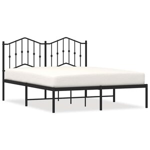 vidaXL Cadre de lit métal sans matelas avec tête de lit noir 135x190cm