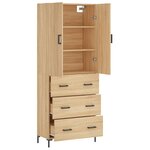 vidaXL Buffet haut Chêne sonoma 69 5x34x180 cm Bois d'ingénierie