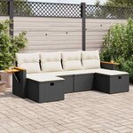 vidaXL Salon de jardin 6 Pièces avec coussins noir résine tressée