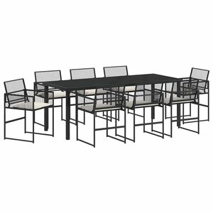 vidaXL Ensemble de salle à manger pour jardin 9 Pièces Noir polyrotin
