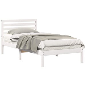 vidaXL Cadre de lit avec tête de lit Blanc 100 x 200 cm Pin massif