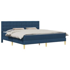 vidaXL Cadre de lit avec matelas Bleu 200 x 200 cm tissu